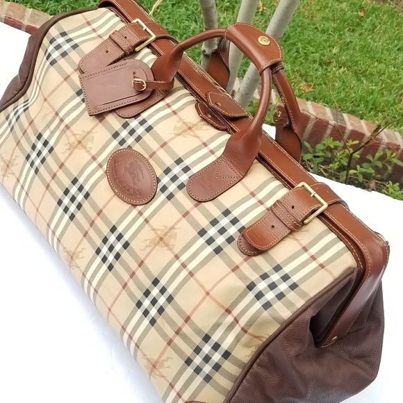 Rare Vintage Burberry Haymarket Gentleman Doctor style boston Travel Duffle bag - Picture 3 of 16
